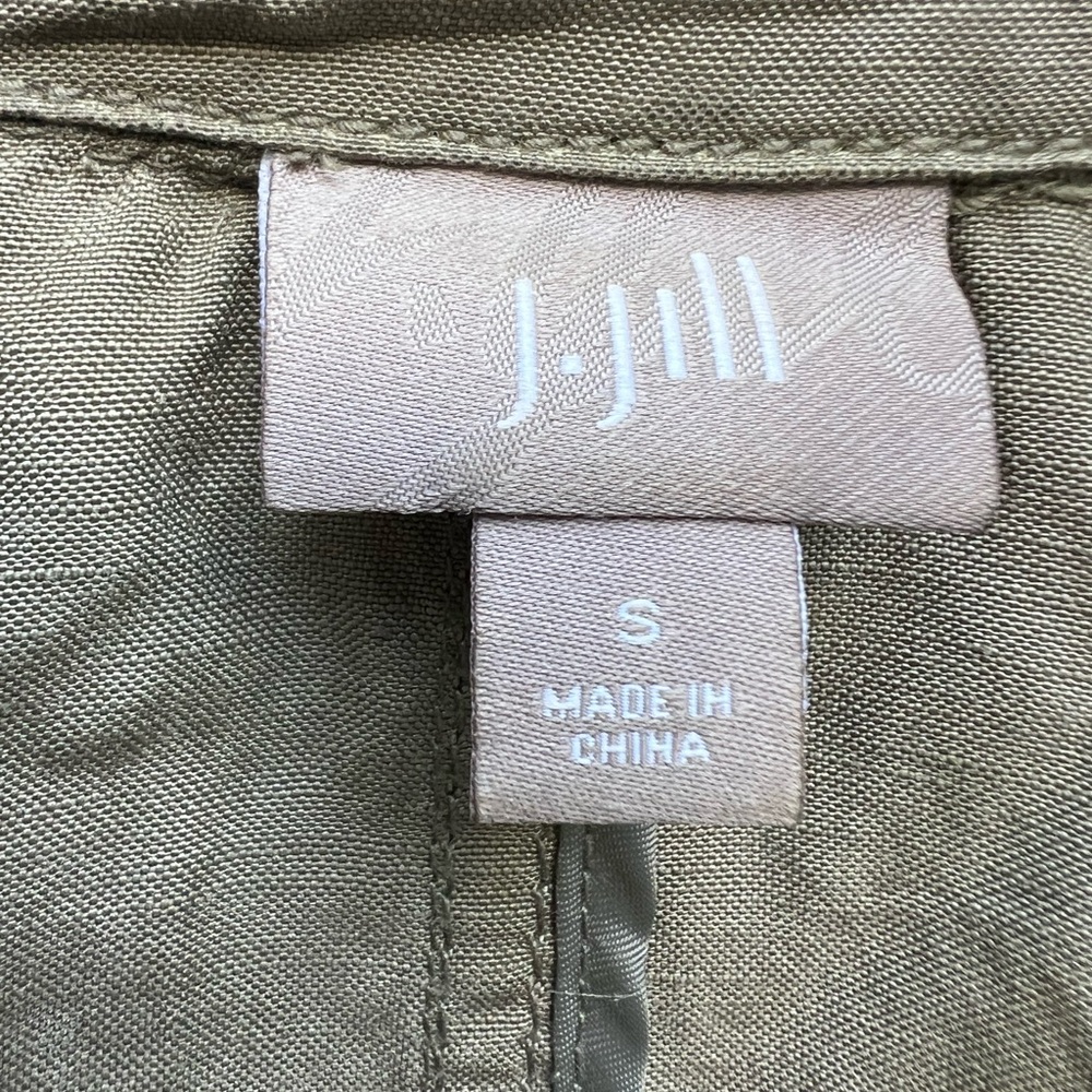 J. JILL Silk and linen Blend Army Olive Green Vest Women’s Small - Picture 3 of 7
